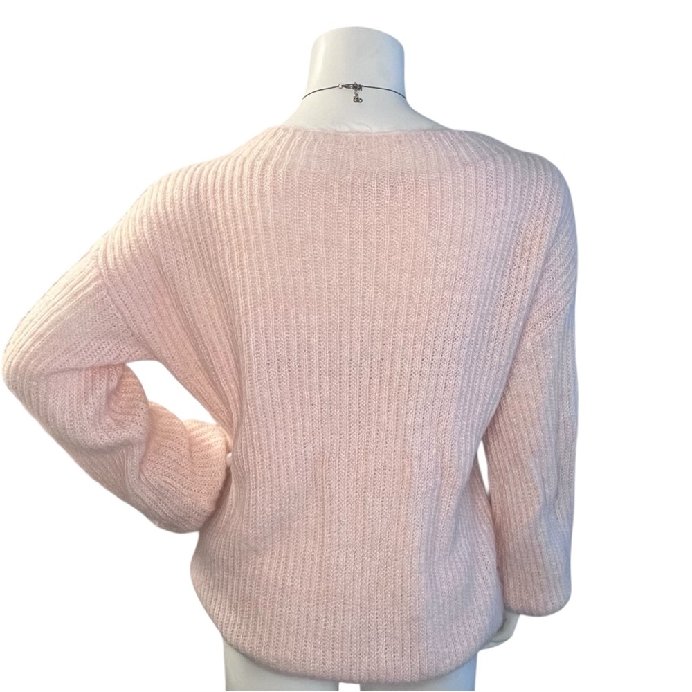 Boden Francesca Light Pink Fuzzy Balloon Sleeve Mohair Sweater Girly Feminine - Picture 3 of 10